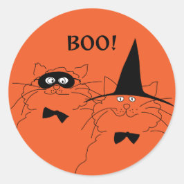 Halloween Coola Katter! Runt Klistermärke