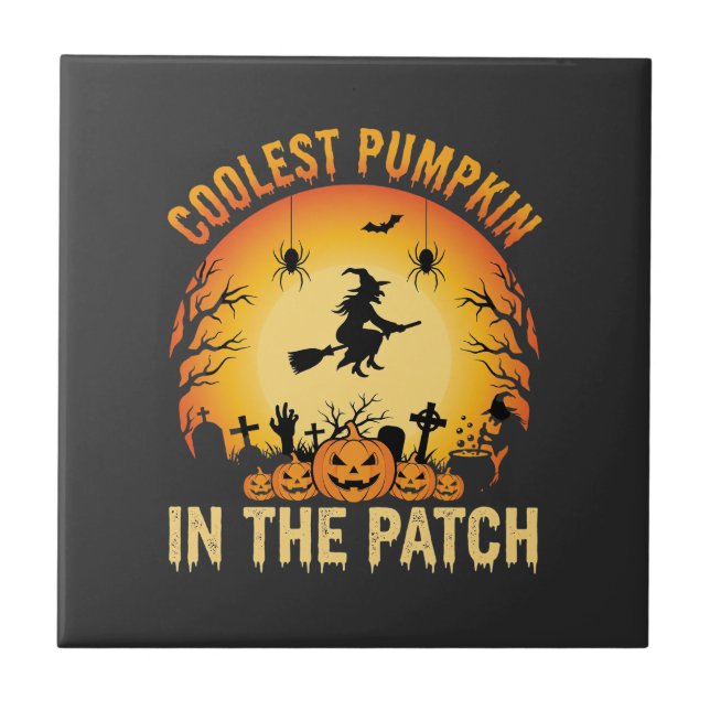 Halloween Coolaste Pumpan i Fläck Häxa Design Kakelplatta (Framsidan)