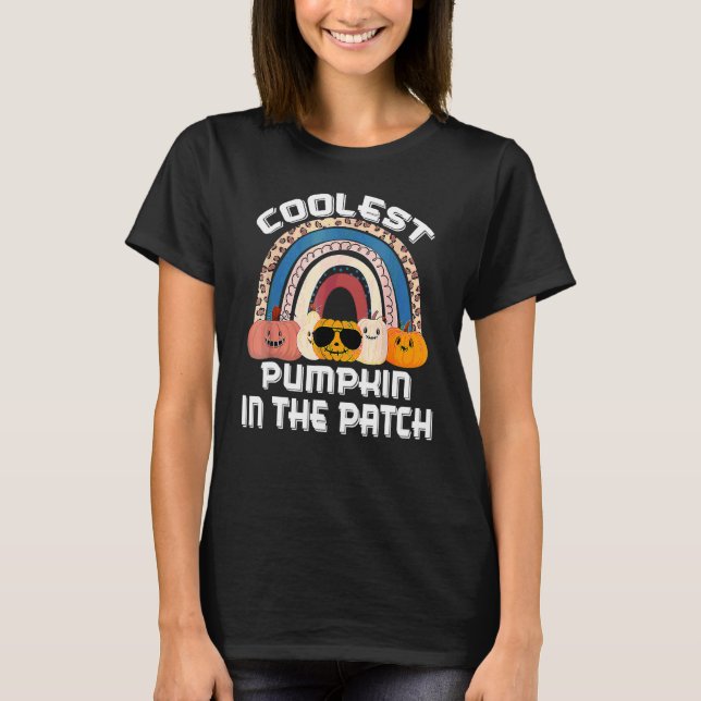 Halloween Coolaste Pumpan I Lappen Regnbåge Pumpa T Shirt (Framsida)