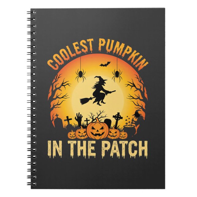 Halloween Coolaste Pumpan i Lapptäcket Häxa Design Anteckningsbok (Framsidan)