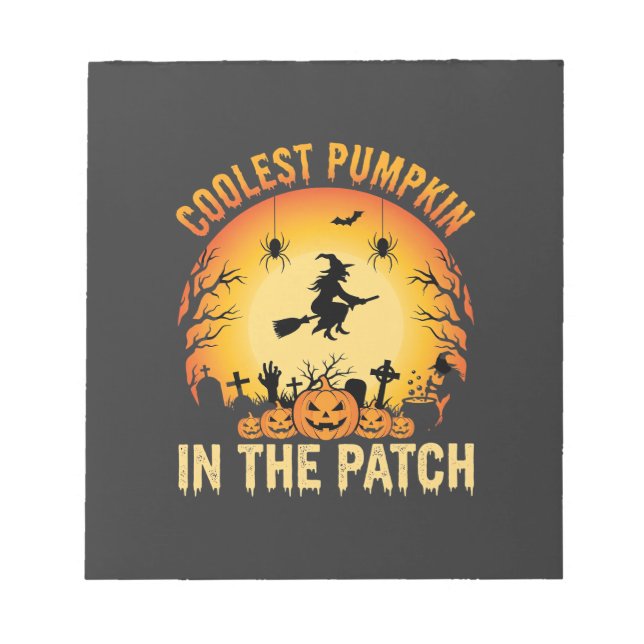 Halloween Coolaste Pumpan i Plocket Häxa Design Anteckningsblock (Framsida)