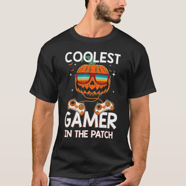 Halloween Coolest Gamer in the Patch Boys Girls Pu T Shirt (Framsida)