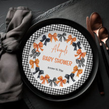 Halloween Coquette Black | Orange Bows Baby Shower