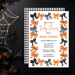 Halloween Coquette Black | Orange Bows Baby Shower Inbjudningar
