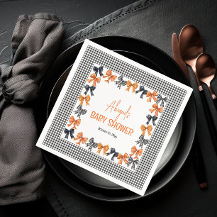 Halloween Coquette Black Orange Bows Baby Shower Pappersservett