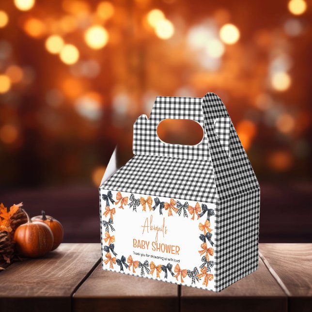 Halloween Coquette Black | Orange Bows Baby Shower Presentaskar (Halloween Coquette Black and Orange Bows Baby Shower Favor Box)
