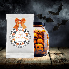 Halloween Coquette Black | Orange Bows Baby Shower Runt Klistermärke