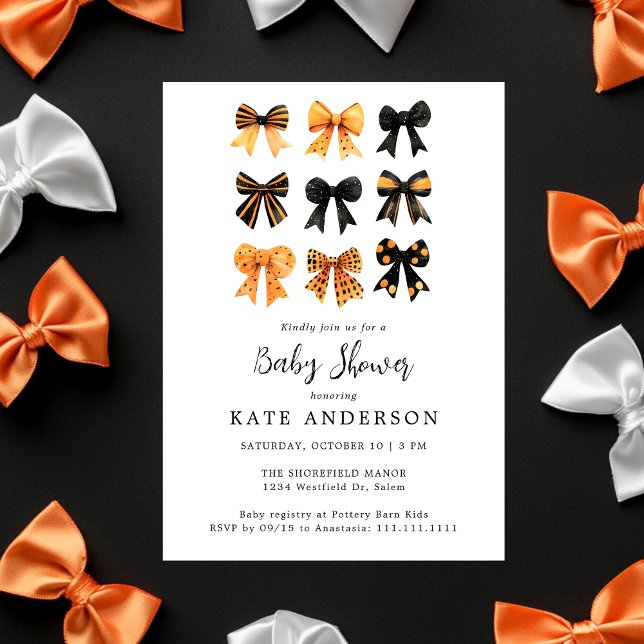 Halloween Coquette Bows Cute Baby Shower Inbjudningar (Skapare uppladdad)
