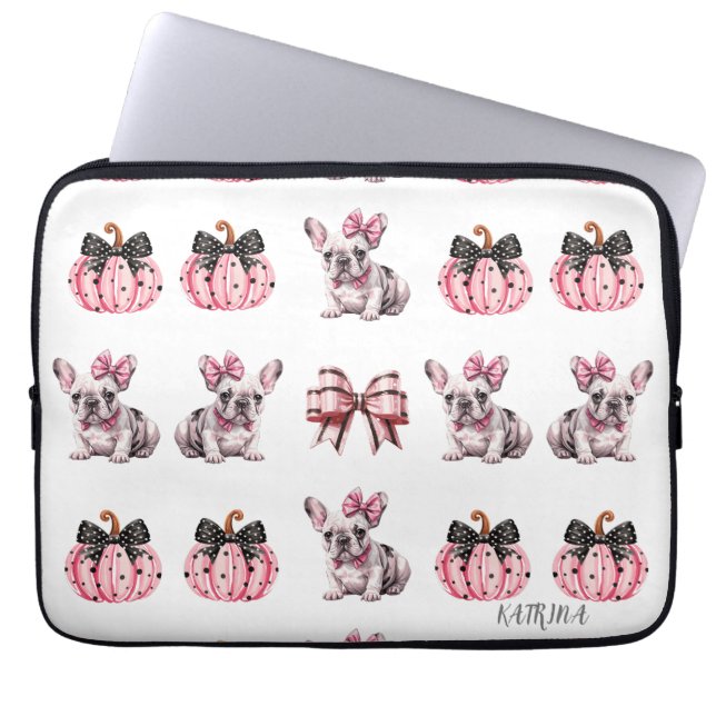 Halloween Coquette Bulldog Bow pumpkin Laptop Fodral (Framsidan)