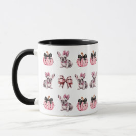 Halloween Coquette Bulldog Bow pumpkin rosa Mugg