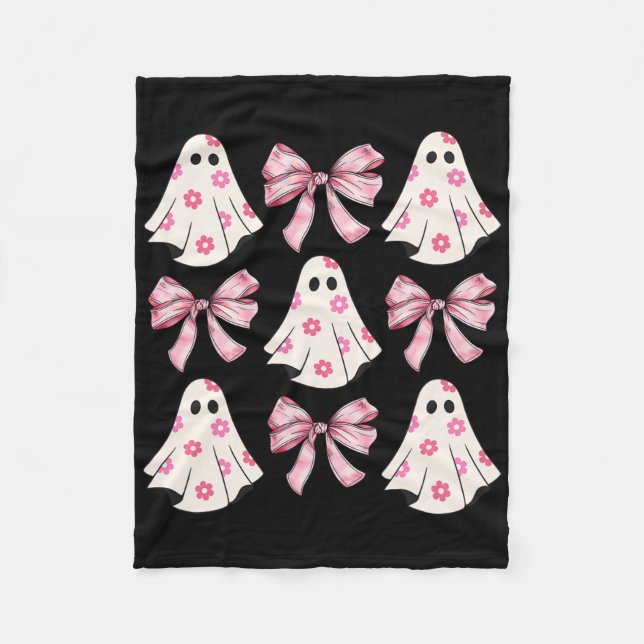 Halloween Coquette Rosa Bow Ghost Fleecefilt (Framsidan)