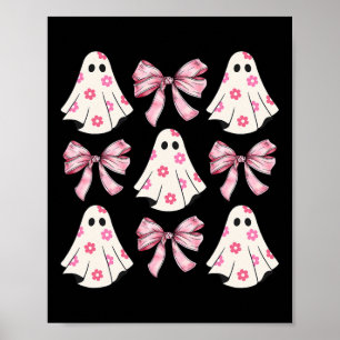 Halloween Coquette Rosa Bow Ghost Poster