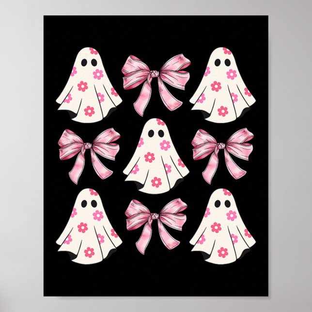 Halloween Coquette Rosa Bow Ghost Poster (Framsidan)