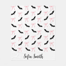 halloween Coquette rosa bow och svart fladdermus Fleecefilt