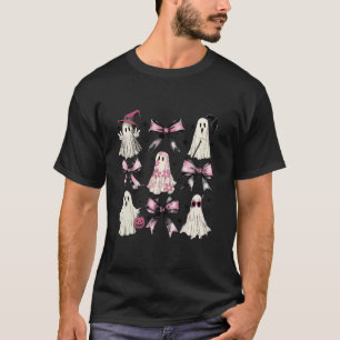 Halloween Coquette Spöken Rosa Bow Black Mörk Goth T Shirt