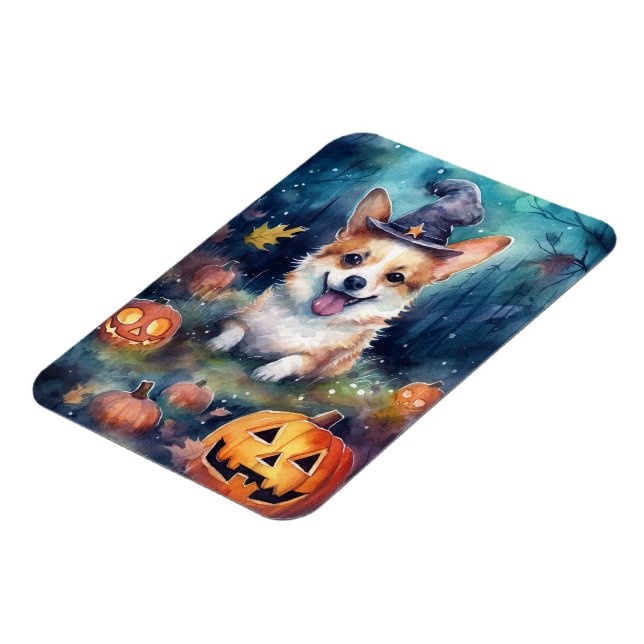 Halloween Corgi Med Pumpa Skräckinjagande Magnet (Vänstra Sidan)