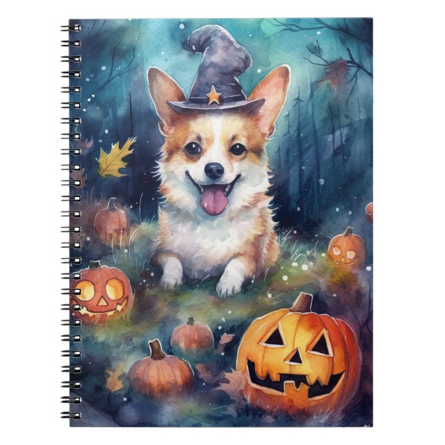 Halloween Corgi med pumpor Scary Anteckningsbok (Framsidan)