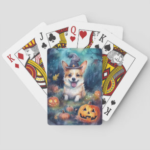 Halloween Corgi med pumpor Scary Casinokort
