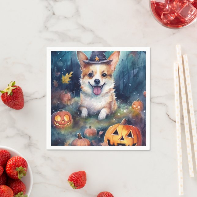 Halloween Corgi med pumpor Scary Pappersservett (Insitu)