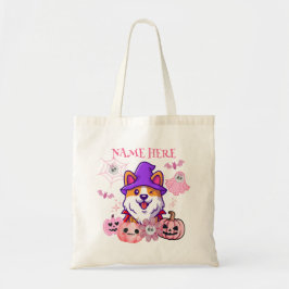 Halloween Corgi Witch Candy Tote Bag Tygkasse