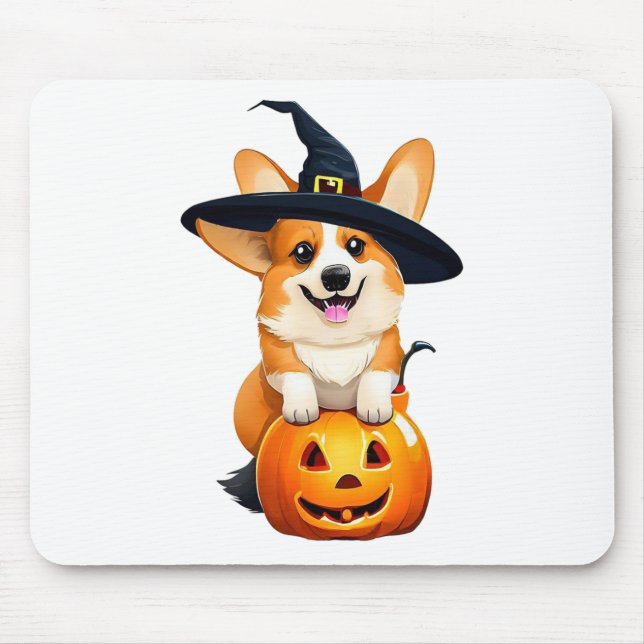 Halloween Corgi Witch Hat Musmatta (Framsidan)