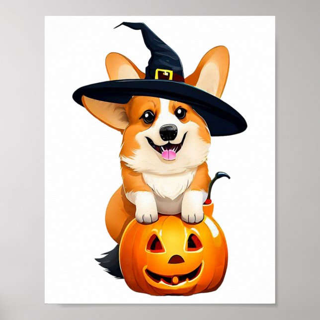 Halloween Corgi Witch Hat Poster (Framsidan)