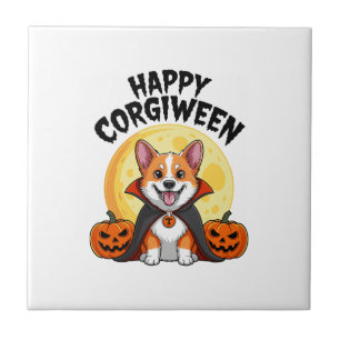Halloween Corgiween, kuslig Corgi Hund Kakelplatta