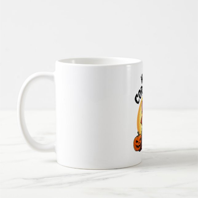 Halloween Corgiween, Spooky Corgi Hund Kaffemugg (Vänster)