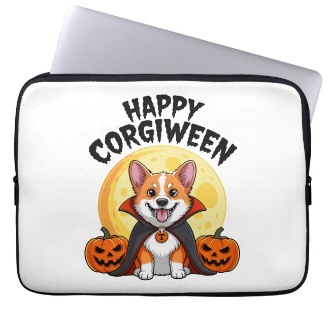 Halloween Corgiween, Spooky Corgi Hund Laptop Fodral (Framsidan)
