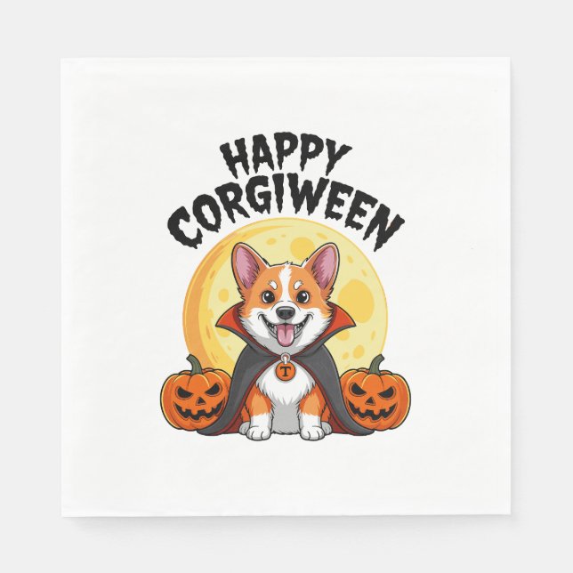 Halloween Corgiween, Spooky Corgi Hund Pappersservett (Framsidan)