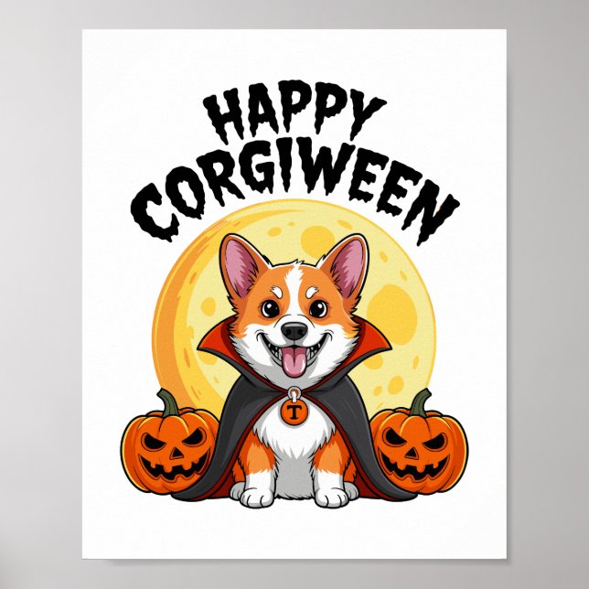 Halloween Corgiween, Spooky Corgi Hund Poster (Framsidan)