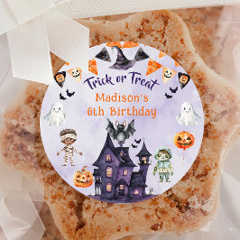 Halloween Costume Birthday Bus eller godis Party Runt Klistermärke