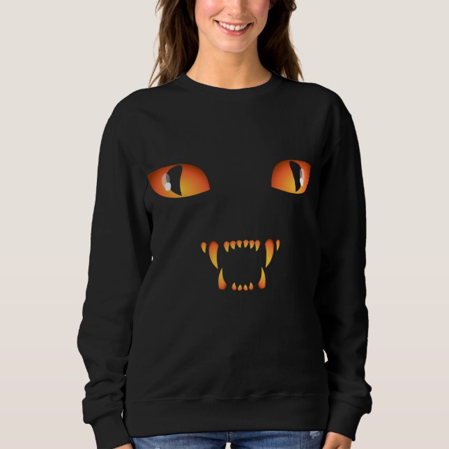 Halloween Costume Black Cat Hooded Sweatshirt T-shirt (Framsida)