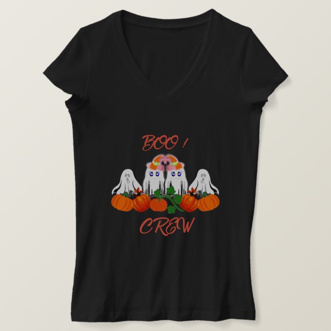 Halloween Costume BOO Crew Pumpkin Patch Spooky T Shirt (Design framsida)
