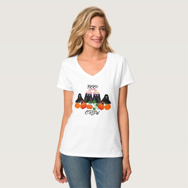 Halloween Costume BOO Crew Pumpkin Patch Spooky T Shirt (Hel framsida)