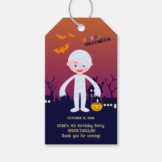 Halloween Costume Boy Födelsedagsfest Presentetikett (Framsidan)