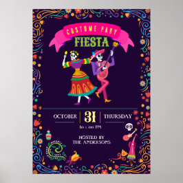 Halloween Costume Colorful Party De los Muertos Poster