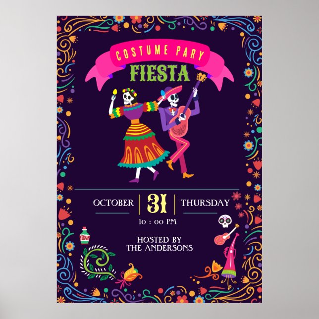 Halloween Costume Colorful Party De los Muertos Poster (Framsidan)