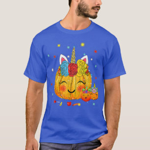Halloween Costume Cute Unicorn Pumpkin Flower Spoo T Shirt