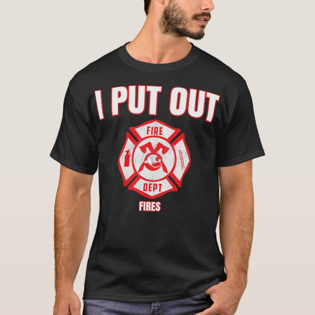 Halloween Costume Funny Firefighter jag la ut T Shirt (Framsida)