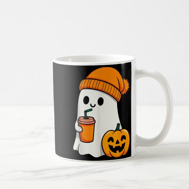 Halloween Costume Ghost Drinking Pumpkin Men Women Kaffemugg (Höger)
