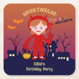 Halloween Costume Girl Födelsedagsfest Underlägg Papper Kvadrat