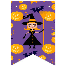 Halloween Costume Girl Witch Födelsedagsfest Vimplar