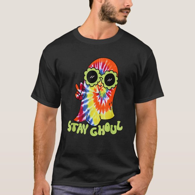 Halloween Costume Groovy Ghost Stay Ghoul Tie Dye  T Shirt (Framsida)