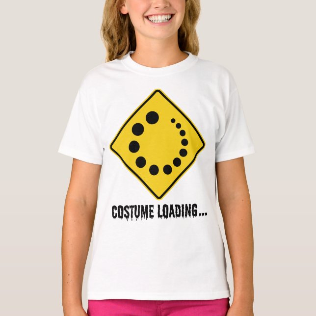 Halloween Costume Loading Gult Road Sign T Shirt (Framsida)
