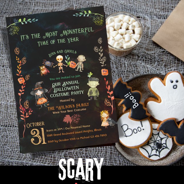Halloween Costume Monster Party Kids Inbjudningar (Halloween Costume Monster Party Kids Invitation)
