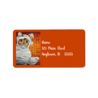 Halloween Costume Mummy Mouse Watercolor Art Adressetikett