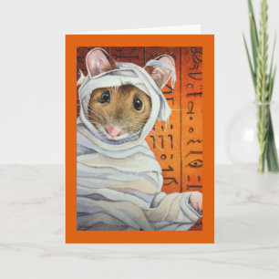 Halloween Costume Mummy Mouse Watercolor Art Kort