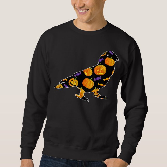 Halloween Costume Parrot Pumpkin Candy T-Shirt Lång Ärmad Tröja (Framsida)