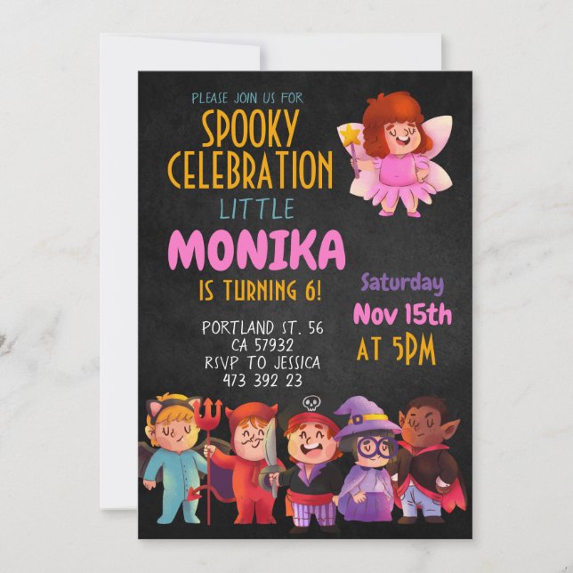 Halloween Costume party Birthday Invitation  Inbjudningar (Framsida)